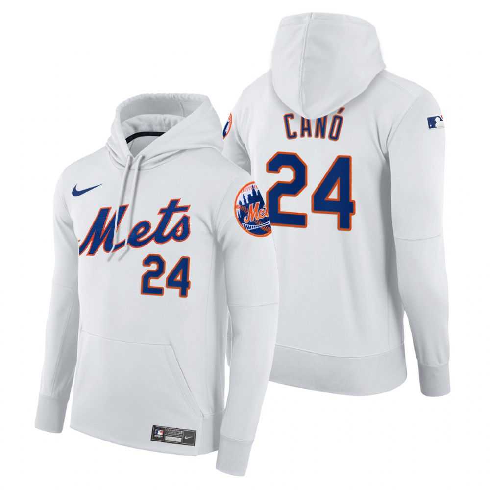 Men New York Mets 24 Cano white home hoodie 2021 MLB Nike Jerseys